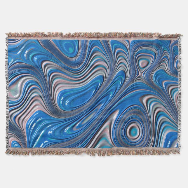 Cobertor ~ PADRÃO DE Design Fractal ~ AZUL ~ PADRÃO DE Desi (Frente)