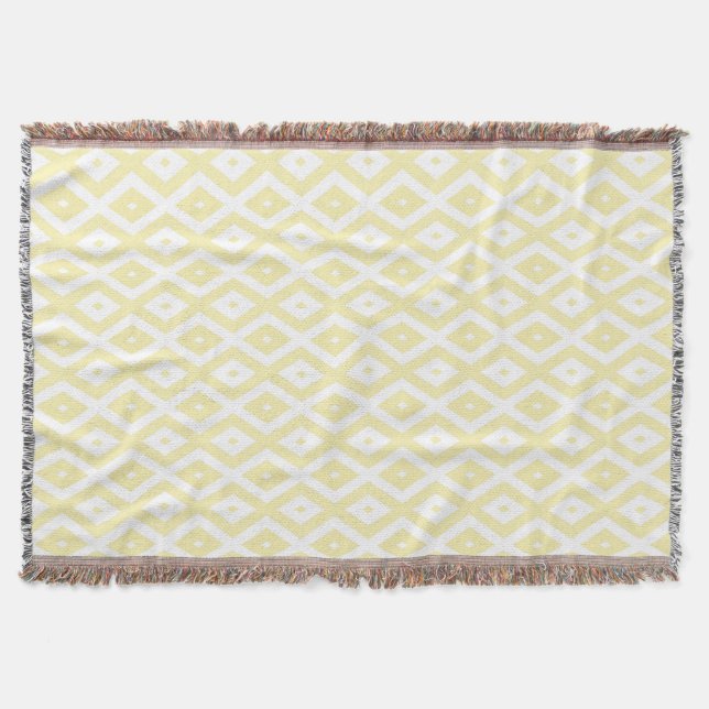 Cobertor Padrão de diamante amarelo pálido e branco (Frente)