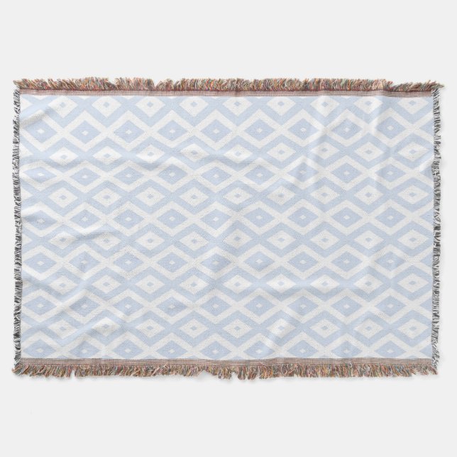 Cobertor Padrão de diamante branco e azul pálido (Frente)