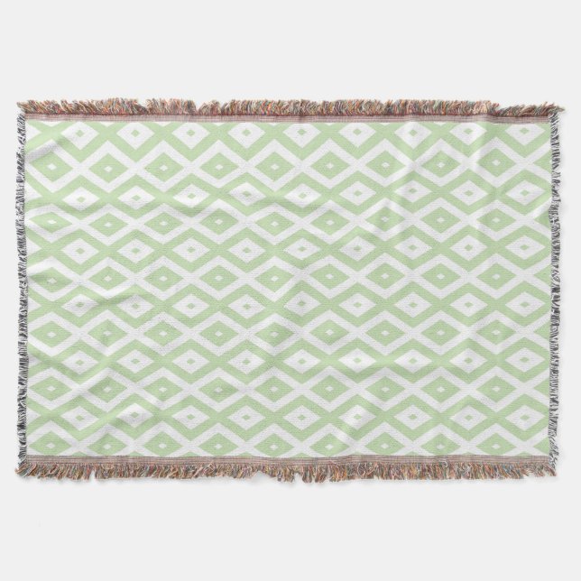 Cobertor Padrão de diamante branco e verde claro (Frente)
