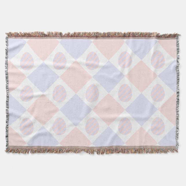 Cobertor Padrão de Diamante de páscoa com Ovos Decorados (Frente)