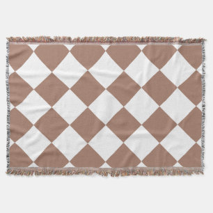 Cobertor Padrão de Diamante em Branco e Mocha Mousse