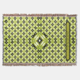 Cobertor Padrão de Diamante Preto, Verde e Branco