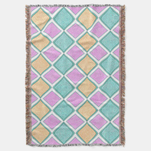 Cobertor Padrão de Diamante Prisma Harlequim Pastel