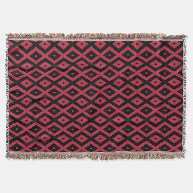 Cobertor Padrão de diamante vermelho e preto (Frente)