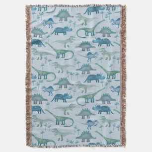 Cobertor Padrão de Dinossauro Azul Pré-Histórico Cuto