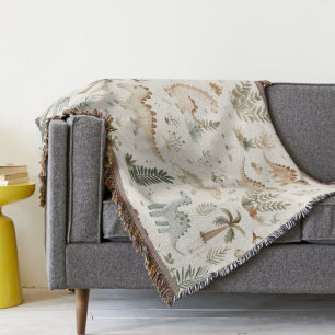 Cobertor Padrão de Dinossauro Selvagem de Boho Whimsical