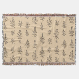 Cobertor Padrão de Erva Botânica Vintage – Floral Neutro