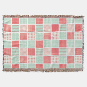 Cobertor Padrão de Estilo de Patchwork Vermelho e Blue Squa