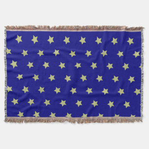 Cobertor Padrão de Estrela Azul e Dourado Elegante
