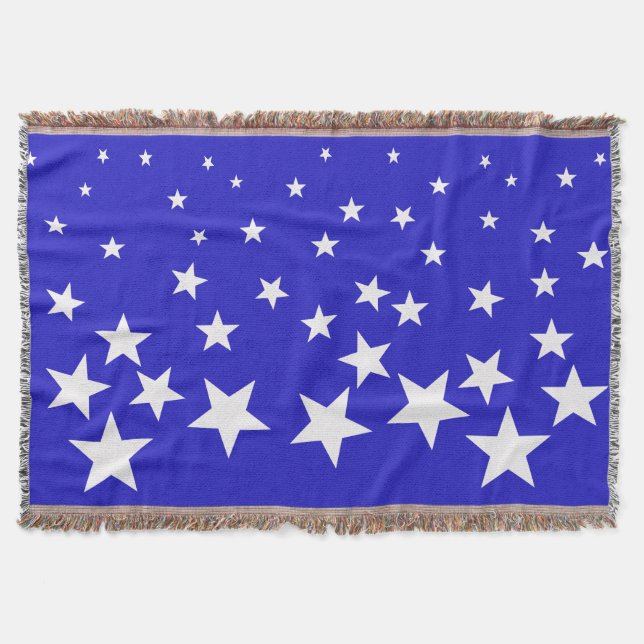 Cobertor Padrão de estrela branca sobre fundo azul (Frente)