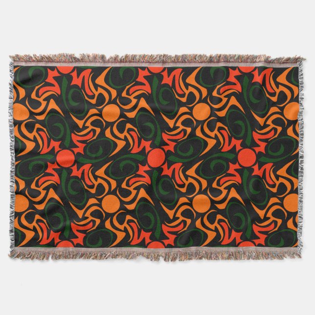 Cobertor Padrão de Estrela Tribal Verde e Amarelo (Frente)