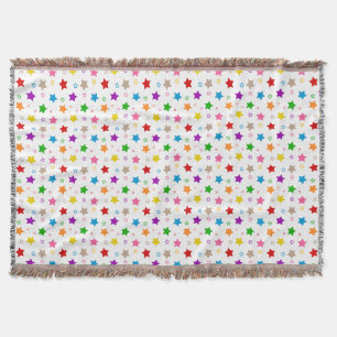 Cobertor Padrão de Estrelas Coloridas Design Branco