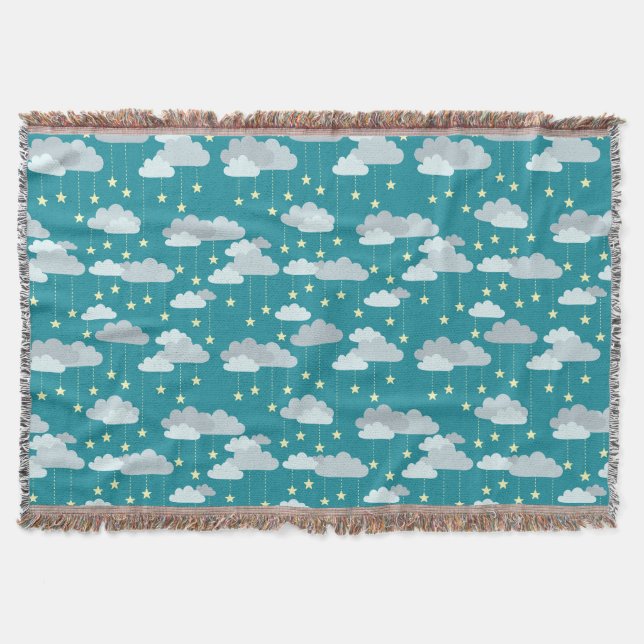 Cobertor Padrão de estrelas e nuvens caindo (Frente)