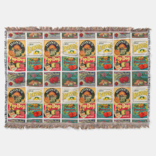 Cobertor Padrão de etiqueta de Fruta da Vintage