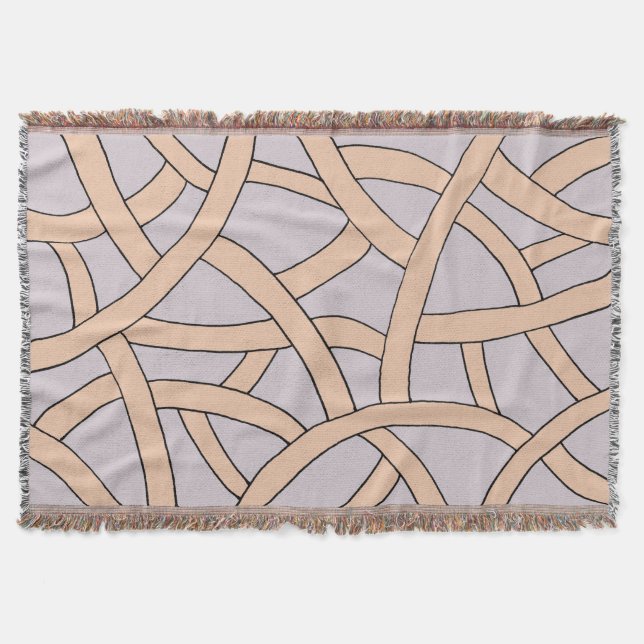 Cobertor Padrão de fantasia desenhada de mão rosa e roxa (Frente)