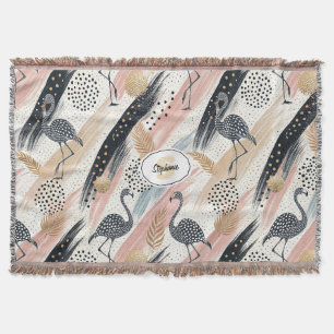 Cobertor Padrão de Flamingo e Brushbrato estilizado