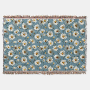 Cobertor Padrão de flor de margarida sem costura em azul