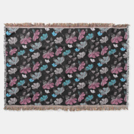 Cobertor Padrão de Flor e Borboletas