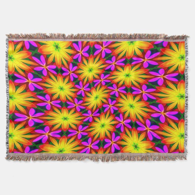 Cobertor Padrão de Flor Laranja Elegante (Frente)