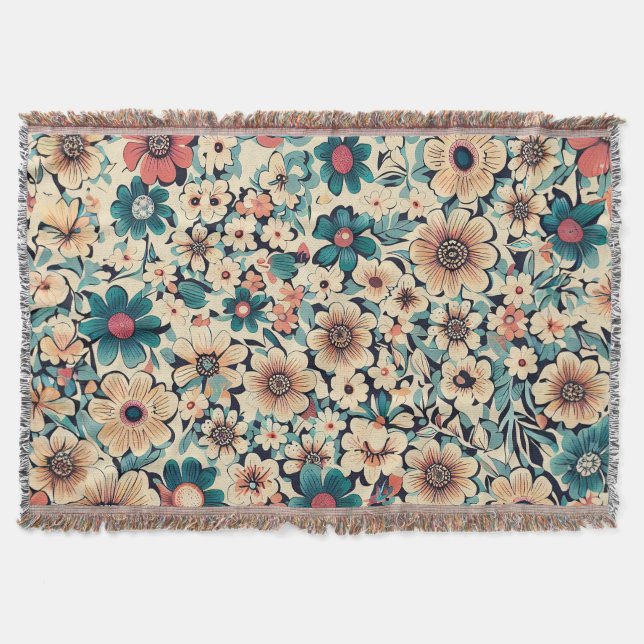 Cobertor Padrão de Flor Primavera boêmica (Frente)
