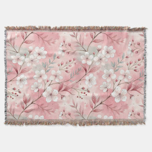 Cobertor Padrão de Flor Sakura Rosa
