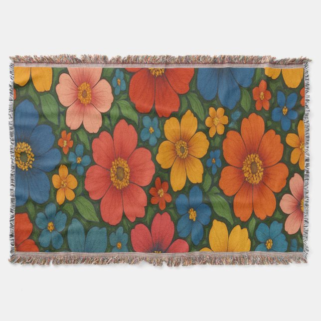 Cobertor Padrão De Flor Selvagem Brilhante (Frente)