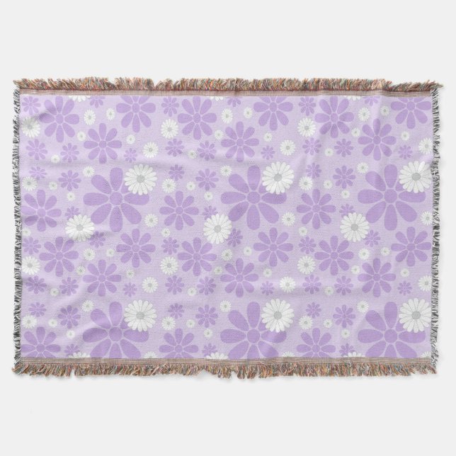 Cobertor Padrão de Florais Pastel LAVANDA (Frente)