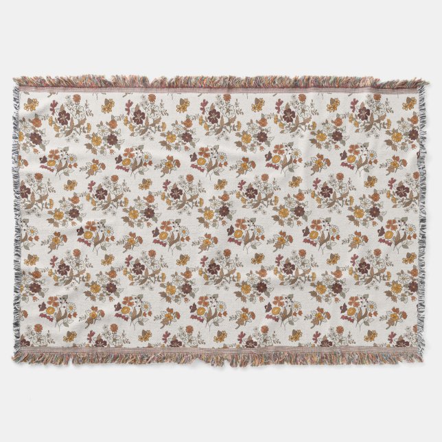 Cobertor Padrão de Flores de Boho Retro (Frente)