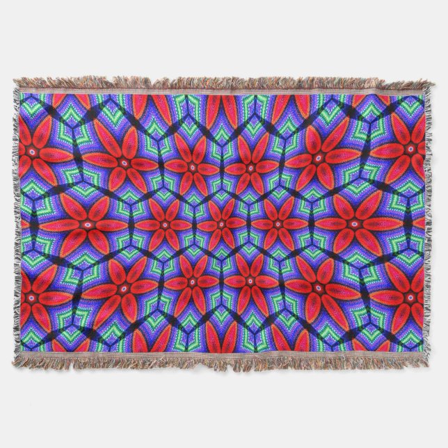 Cobertor Padrão de Flores de Tecidos Vermelhos (Frente)