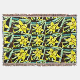 Cobertor Padrão de Flores de Valor Amarelo