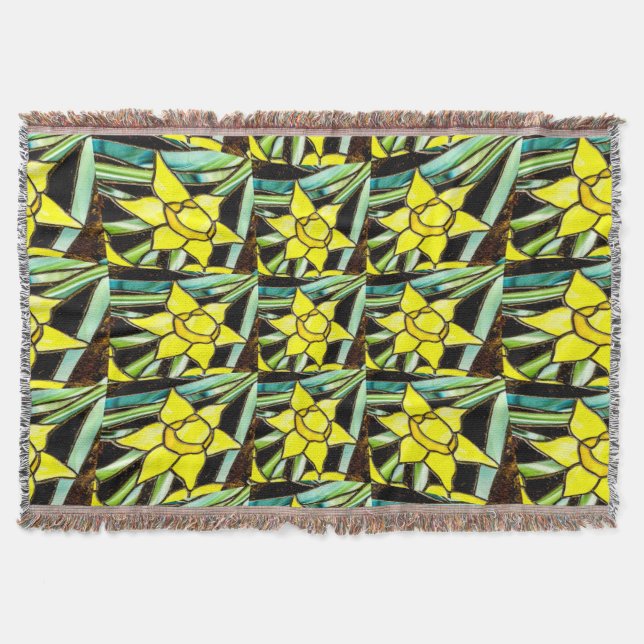 Cobertor Padrão de Flores de Valor Amarelo (Frente)