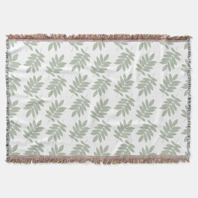 Cobertor Padrão de Folha de Idoso Verde+Branco (Frente)