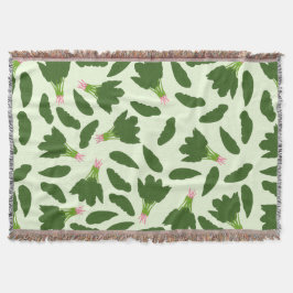 Cobertor Padrão de Folhas de Espinafre Verde