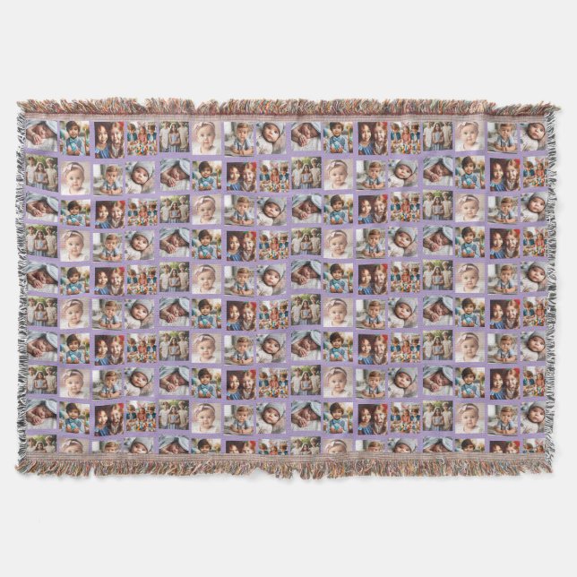 Cobertor Padrão de Fotos Personalizadas em Púrpura (Frente)