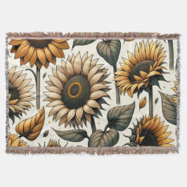 Cobertor Padrão de girassol vibrante