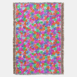 Cobertor Padrão de Ilustração Floral de Flores Multicolorid