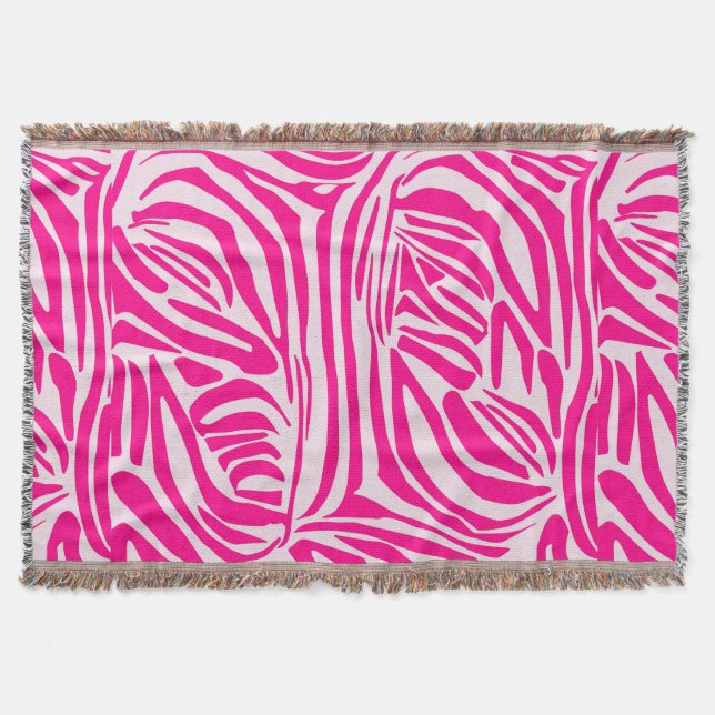 Cobertor Padrão de Impressão de Zebra Rosa (Frente)