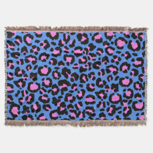Cobertor Padrão de Leopardo em Framboesa sobre Azul Elétric