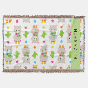 Cobertor Padrão De Lhamas, Alpacas, Cactus, Seu Nome