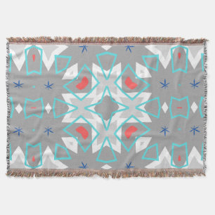 Cobertor Padrão de Mandala Cinza Coral   Boho Floral Geomét