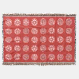 Cobertor Padrão de Mandala em rosa-coral, burgundy e branc