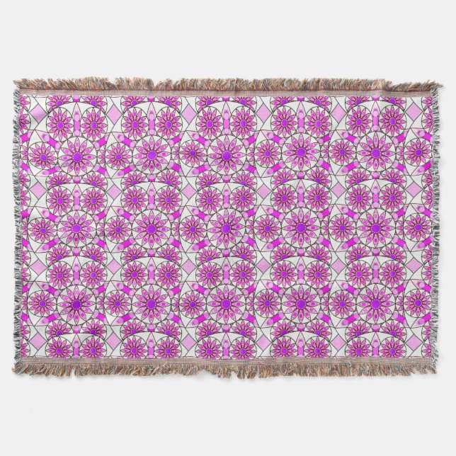 Cobertor Padrão de mandala, lavanda, rosa, rosa-quente, bra (Frente)