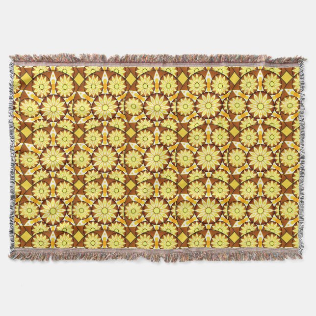 Cobertor Padrão de mandala, tons de marrom e ouro (Frente)