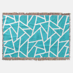 Cobertor Padrão de mosaico azul-esverdeado e branco