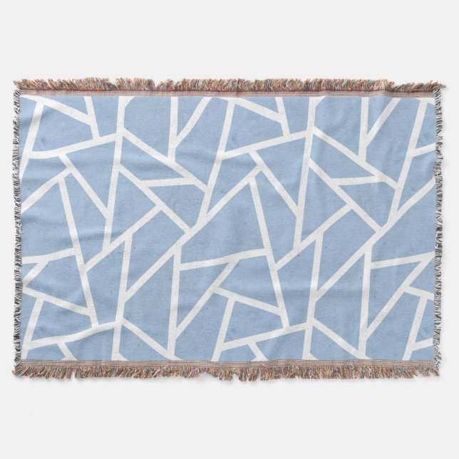 Cobertor Padrão de mosaico branco e azul pálido (Frente)