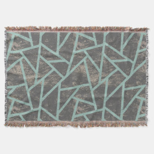Cobertor Padrão de mosaico verde-claro e cinza