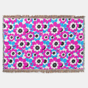 Cobertor Padrão de néon brilhante floral creme brilhante e 