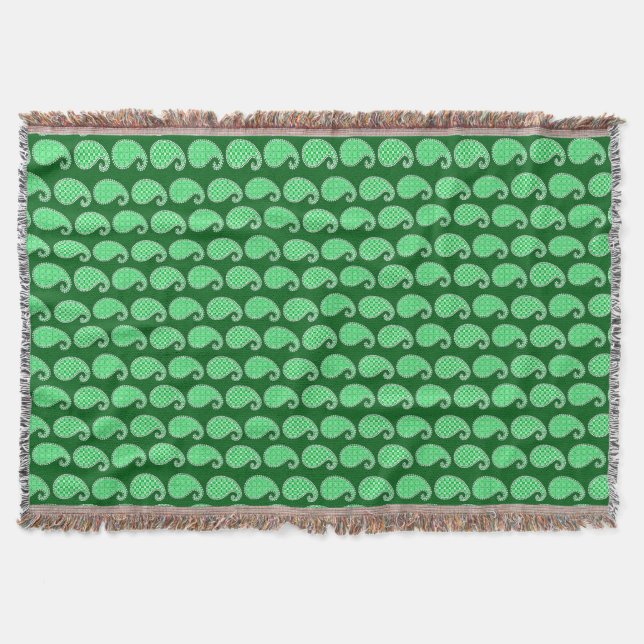 Cobertor Padrão de Paisley, esmeralda verde e branco (Frente)