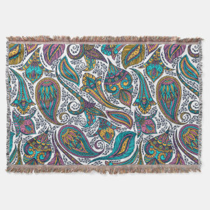 Cobertor Padrão de Paisley Floral Colorida Ethnic Vintage